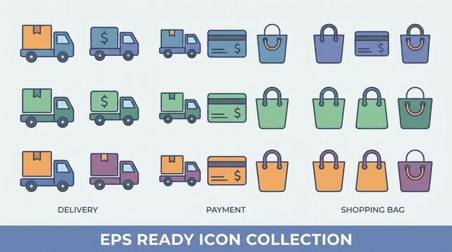 Vehicles and Bags Icon Collection.