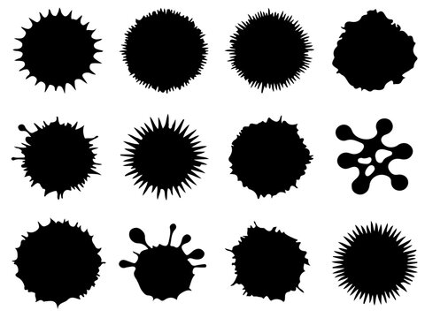 Abstract black circle brush strokes set vector illustration design on the white background 