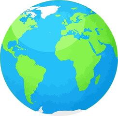 Fototapeta premium Stylized vector illustration of Earth globe with green continents.