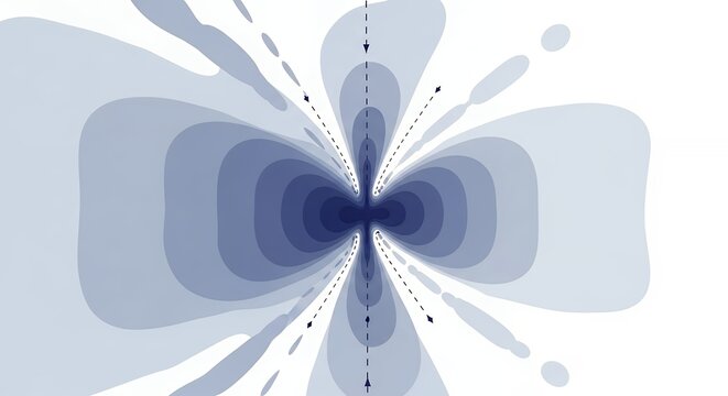 Abstract Blue Electromagnetic Field Pattern Representing Dipole Radiation and Signal Wave Propagation in Physics Concept