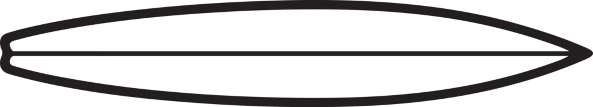 Surfboard, Vector Surfboard Icon, Black Surfboard, Minimalist Design