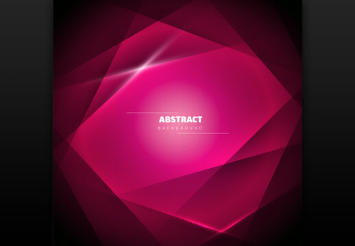 Abstract Pink Geometric Shapes Background with Glowing Lines