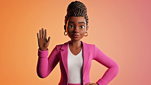 Animated portrait of a smiling businesswoman with confident pose