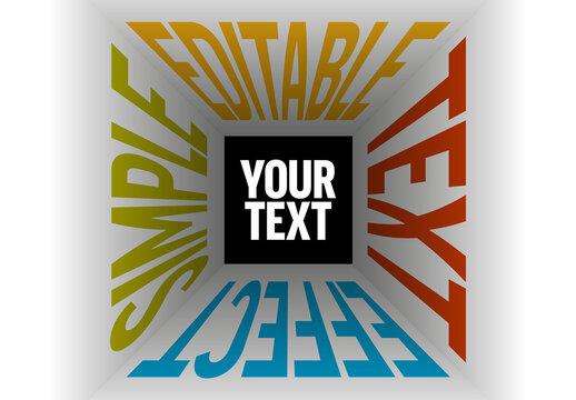 Abstract 3D Perspective Editable Customizable Text Effect Template in Square Corridor
