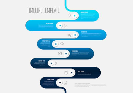 Business Timeline Template Illustration with Blue Curved Path
