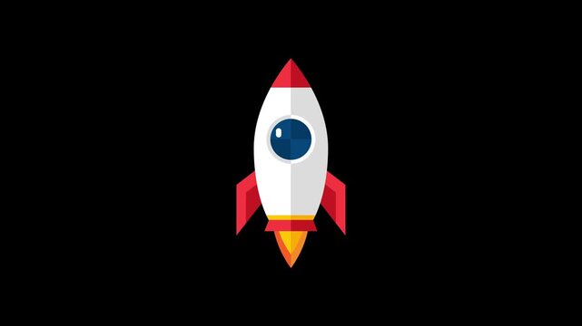 3d rocket with eye design launching into dark space
