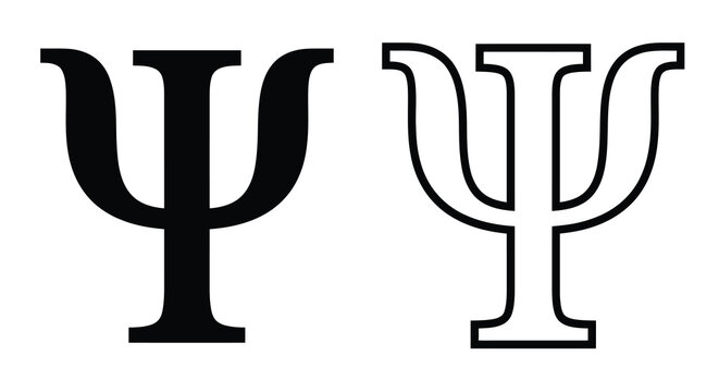 psi symbol variations black and white line art