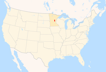Obraz premium Locator Map of the County Mille Lacs (Minnesota, US) showing the Contiguous United States with the highlighted County