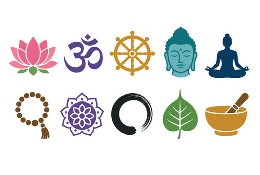 Buddhist meditation spiritual symbols.