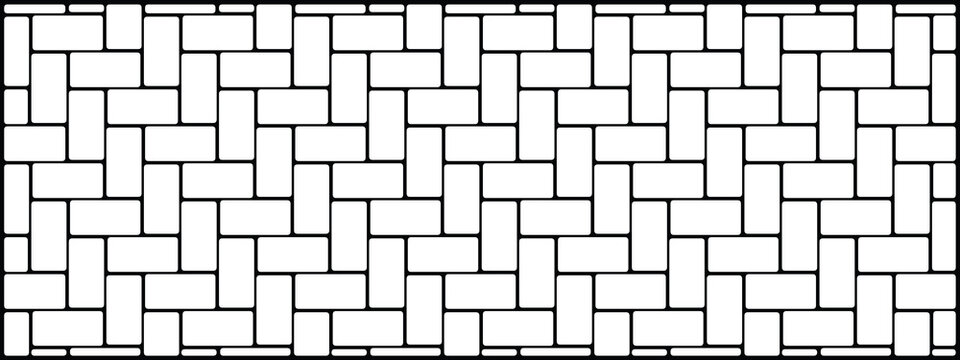 Pavement Block Cobble, Pavement Tile Cobblestone, Pavement Brick Paver. Classic Urban Walkway Pattern with Decorative Architecture Style.