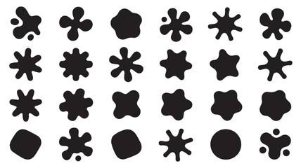 Fototapeta premium A Diverse Collection of Black Organic Shapes and Blob-like Icons Representing Abstract Forms