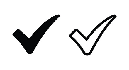 check mark icons black and outline style on white background © Munna