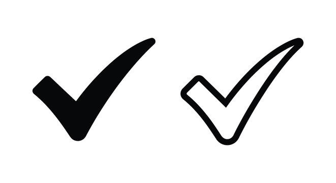 check mark icons black and outline style on white background