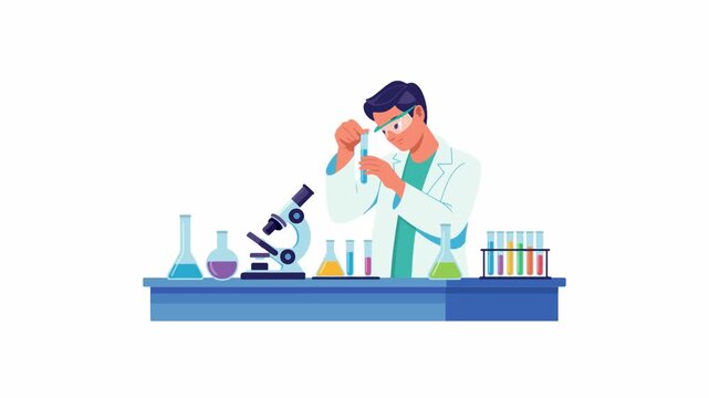 Laboratory Scientist Conducting Chemical Experiment Animation