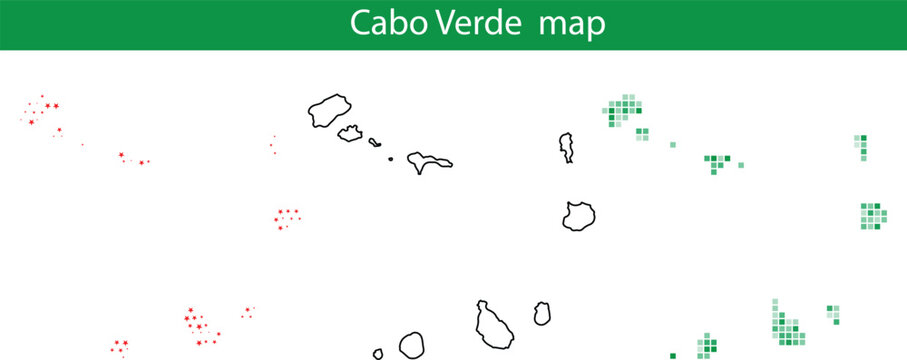Cabo verde map with green and red markings