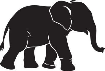 Fototapeta premium Black Elephant, Elephant Silhouette, Wildlife Icon