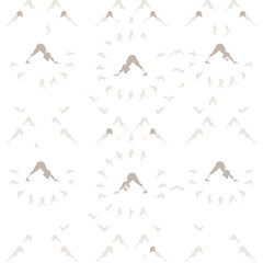Obraz premium Seamless pattern with people doing yoga downward dog pose