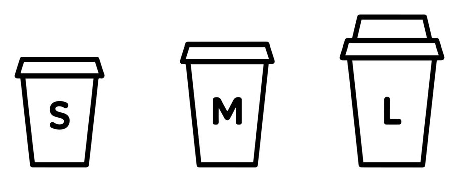 drink cup size icon set