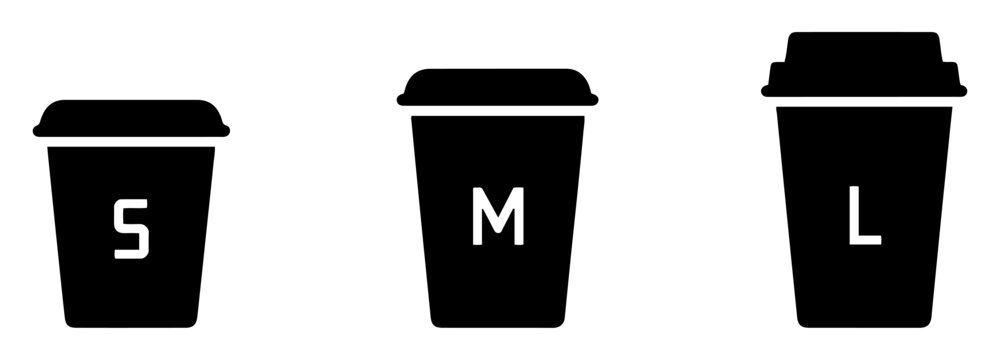drink cup size icon set