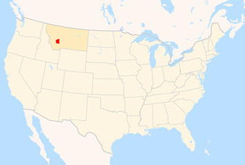 Fototapeta premium Locator Map of the County Jefferson (Montana, US) showing the Contiguous United States with the highlighted County