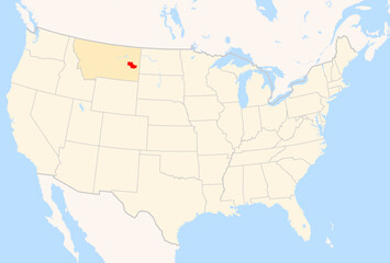 Obraz premium Locator Map of the County Prairie (Montana, US) showing the Contiguous United States with the highlighted County