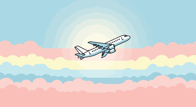Airplane flying through the sky high 1.