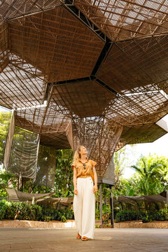 Solo traveler in botanical garden, Medellin exploration