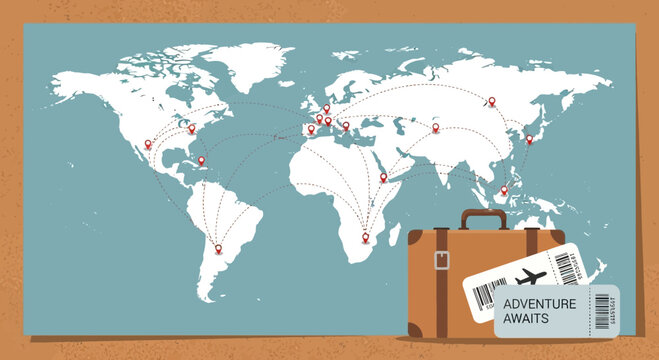 Brown Suitcase with Travel Tags.