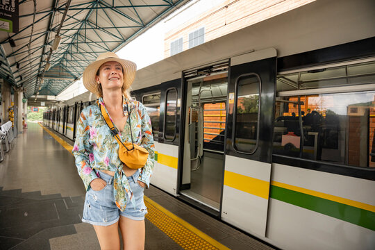 Solo traveler at Medellin train station