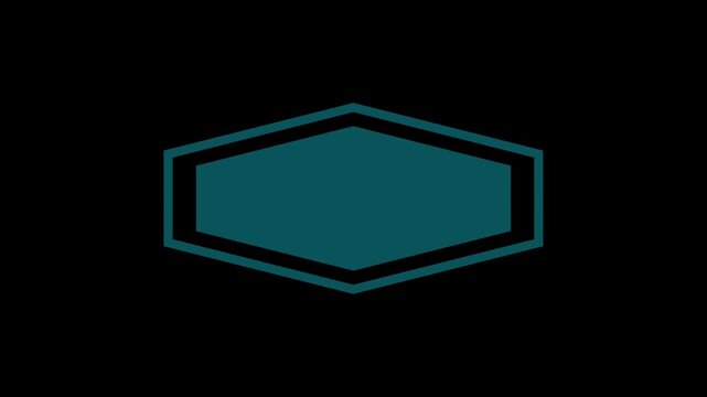 Glowing turquoise hexagon shape with neon outline on black background