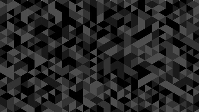 Dark Abstract Geometric Triangle Pattern Background with Black and Gray Low Poly Texture