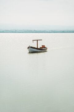 Tranquil boat on Albufera lake in Valencia