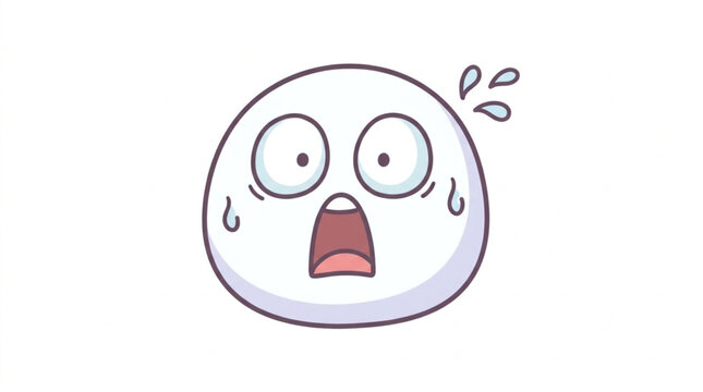 Cartoon character with wide eyes and open mouth showing fear.