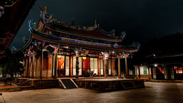 Night view of Confucius Temple in Taipei, Taiwan