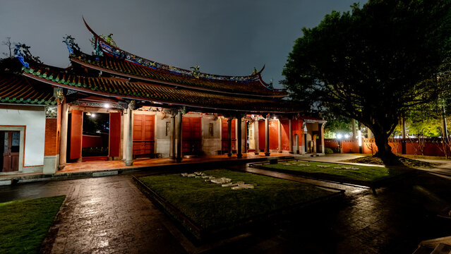 Confucius Temple in Taipei at night showcasing tradition