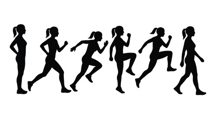 Fototapeta premium Silhouettes of women running in various poses