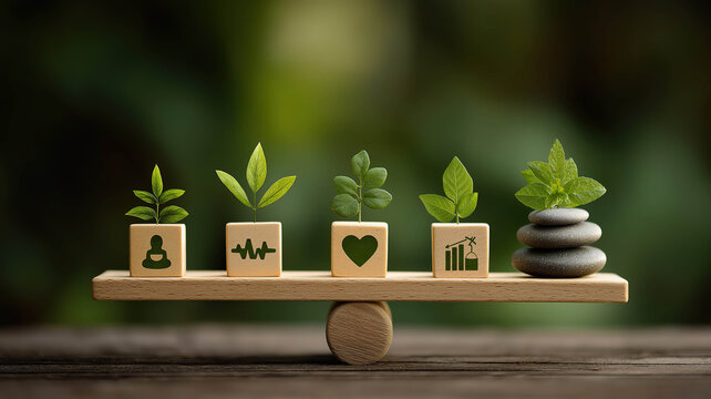 Nature inspired wellness design promoting harmony growth and overall life balance concept