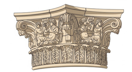 Intricate Corinthian Capital Architectural Element Detail. © Kilouhz
