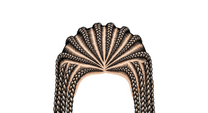 Intricate Cornrow Braids Hairstyle on White Background.