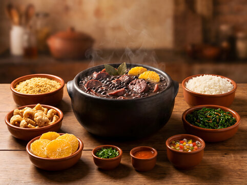 Comida T&iacute;pica Brasileira Feijoada Completa em Panela de Ferro para Composi&ccedil;&otilde;es de Restaurantes