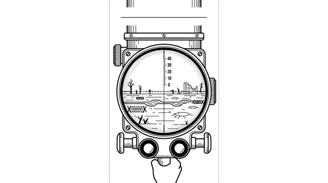 Vintage style hand drawn periscope illustration.