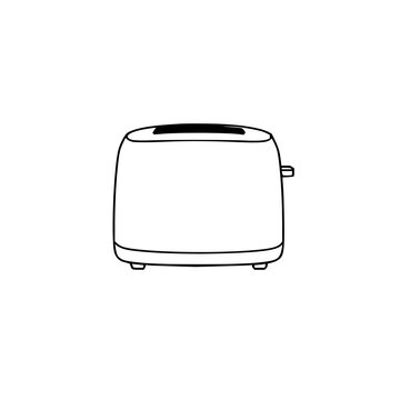 Toaster machine set with minimalistic vector illustration featuring toaster, appliance, kitchenware with outline and black and white
