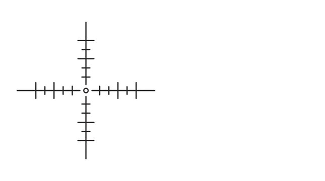 Black and white military scope reticle crosshair design.