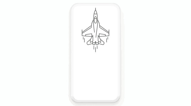 Minimalist Line Art Illustration of a Military Jet Fighter Aircraft.