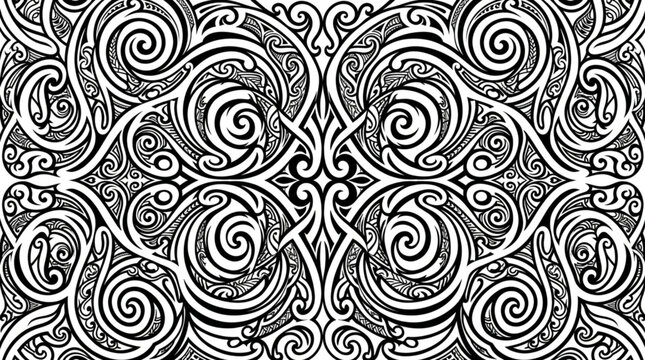 Intricate Celtic Knot Pattern Black and White Abstract Design.