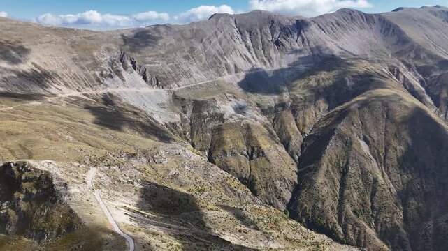 Rocky barren peaks and steep ridges at high altitude in Greek mountains, Pindus, Epirus