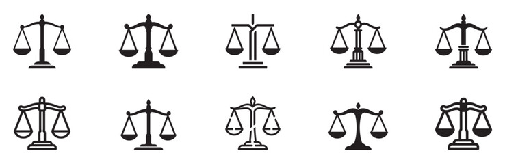 Scales of justice icon set. Law and balance symbol. Legal judgement and court logo. Vector illustration. Vector Graphic. EPS 10 © Jeremy_Show
