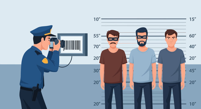 Police officer taking mugshots of suspects 2.
