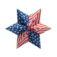 Fototapeta premium Decorative origami paper star with american flag pattern for holidays