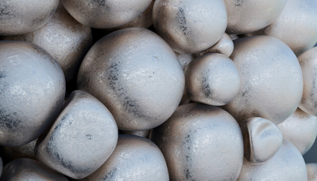 Close-up of silver metal balls forming an industrial texture
